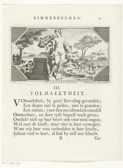 Embleem met allegorie op volmaaktheid