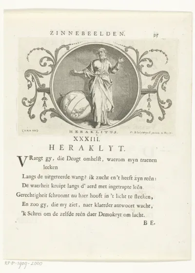 Embleem met filosoof Heraclitus