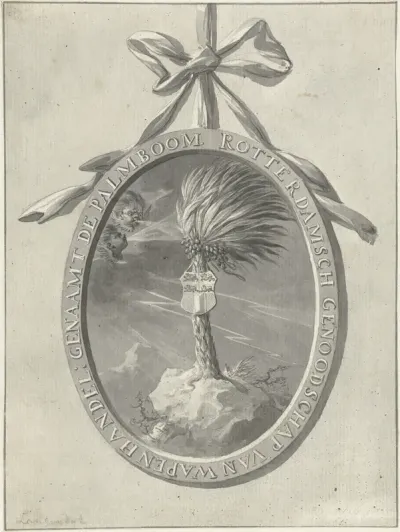 Embleem van het Rotterdams exercitiegenootschap De Palmboom, 1785.
