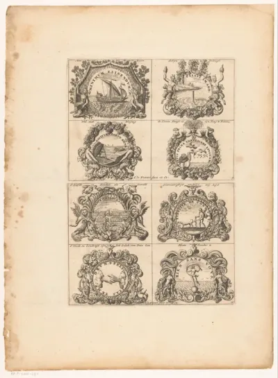 Emblemata met een galei, Amor en Fortuna