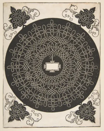 Embroidery Pattern with an Oblong Panel in its Center
