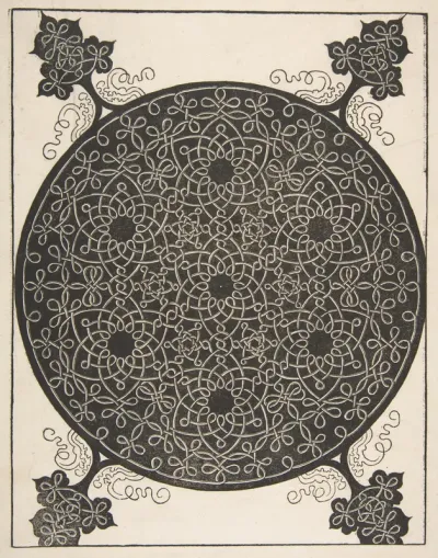 Embroidery Pattern with Seven Six-pointed Stars and Four Corner Pieces