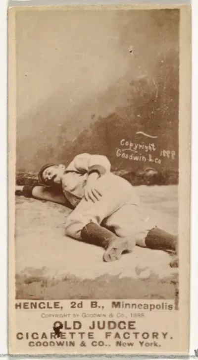 Emery J. "Moxie" Hengel, 2nd Base, Minneapolis, from the Old Judge series (N172) for Old Judge Cigarettes