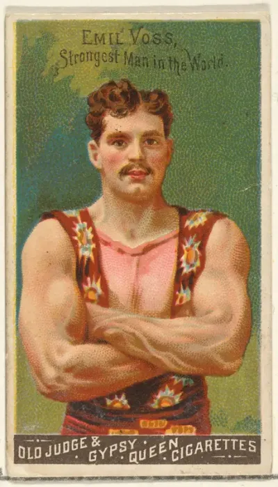 Emil Voss, Strongest Man in the World, from the Goodwin Champion series for Old Judge and Gypsy Queen Cigarettes