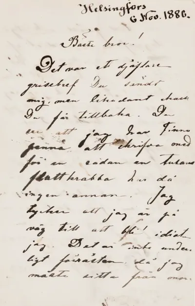 Emil Wikström's letter to Carl Dørnberger 6.11.1886