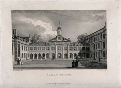 Emmanuel College, Cambridge: Front Court, showing the facade of the Chapel