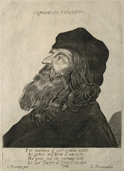 Empedocles. Line engraving after C. Vignon