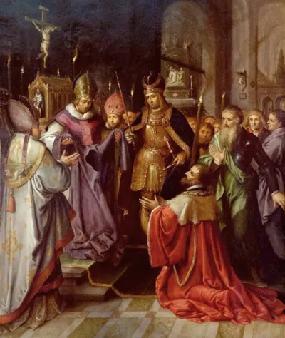 Emperor Charles V presented with the Virgin's robes
