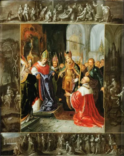 Emperor Charles V shown the Virgin's robes