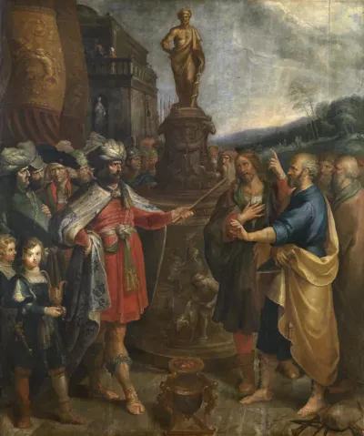Emperor Diocletian shows the image of Aesculapius