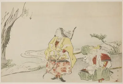 Empress Jingu (left), and Her Minister Takenouchi no Sukune (right)