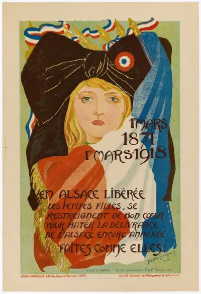 En Alsace libérée les petites filles, se restreignent de bon coeur pour hâter la déliverance de l''Alsace encore annedéxe. Faites comme elles (juliste)