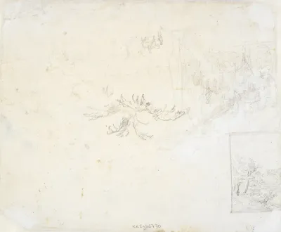 En del af et landskabsbillede. Figur- og plantestudier
