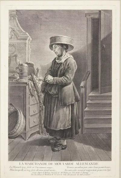 En gammel kone der sælger tysk sennep (La Marchande de Moutarde Allemande)