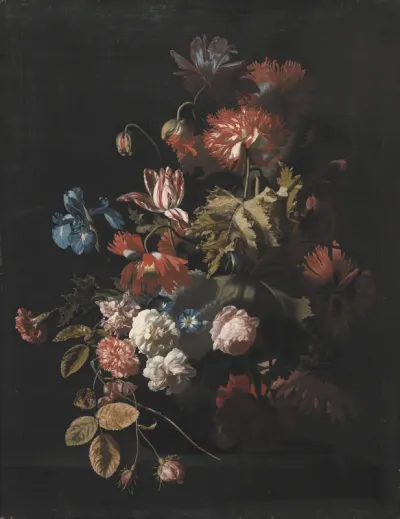 En glasvase med blomster