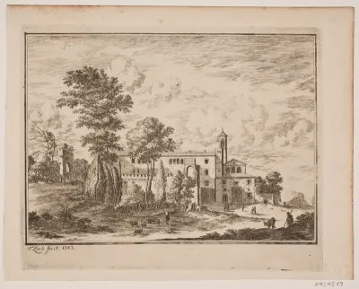 En klosterbygning midt i en italiensk landsby