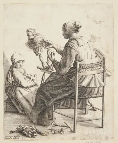 En kvinde, der spinder