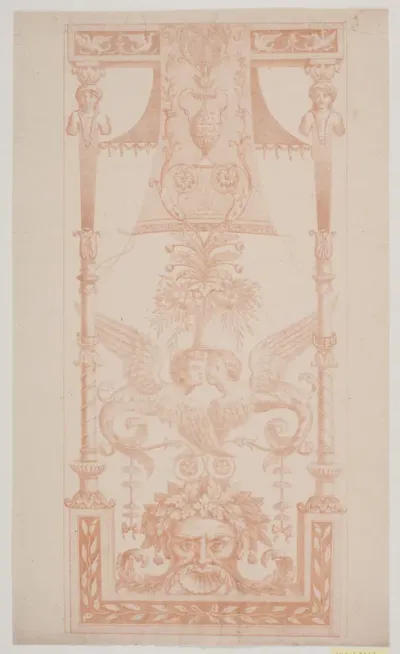 En montant med figurlig og ornamental dekoration