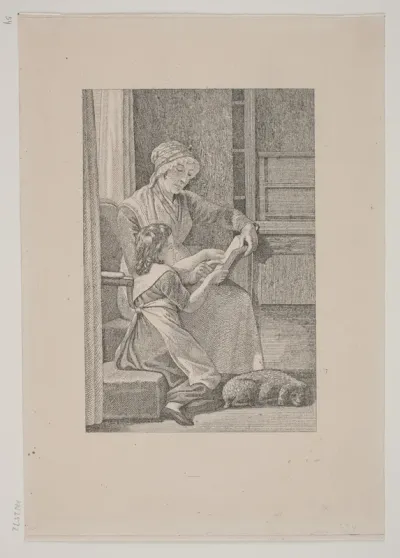 En mor lærer sin datter at læse