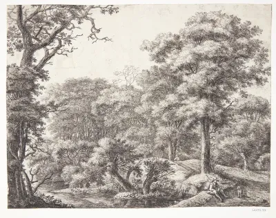 En rejsende, der gør holdt i en skov