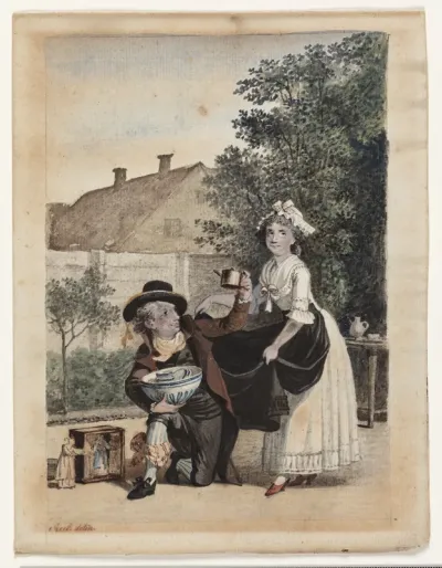 En scene fra P. A. Heibergs skuespil "Chinafarene"