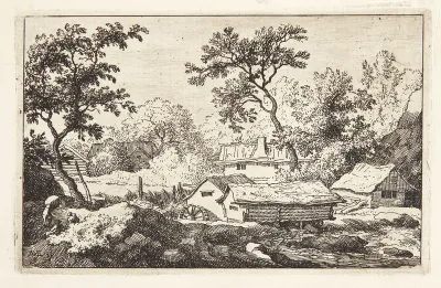 En vandmølle ved et vandfald