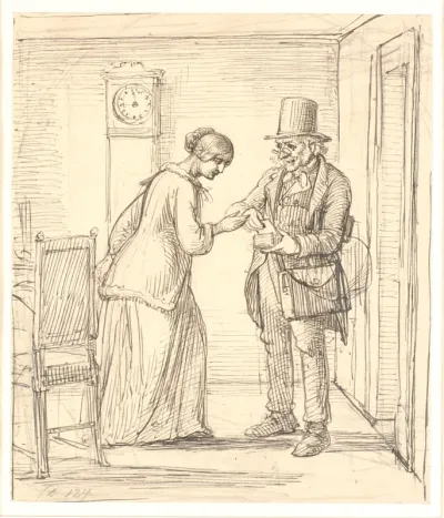 En yngre dame modtager er brev af postbudet