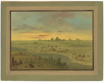 Encampment of Pawnee Indians at Sunset