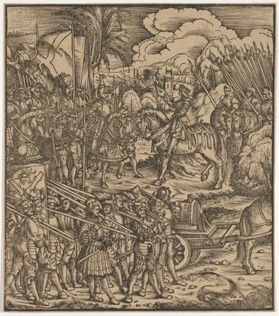 Encounter of Two Generals Before Cleves, from "Der Weisskunig"