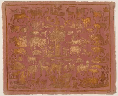 Endpaper with Animals and Figures