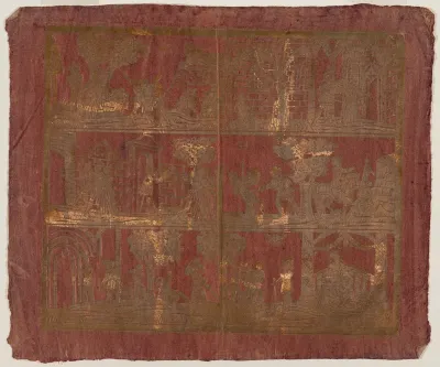 Endpaper with Three Bands of Courtly Scenes