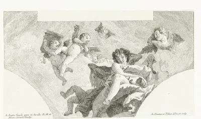 Engel en putti met aflaatboeken van Karmelieter Orde en cherubijnen