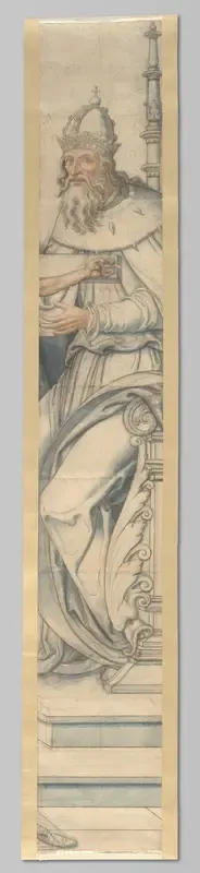 Engel. Fragmenten karton voor het glasraam in de westgevel van Joris van Egmond (Bisschop van Utrecht 1535-1559) voor de Sint Bavo Kerk te Haarlem