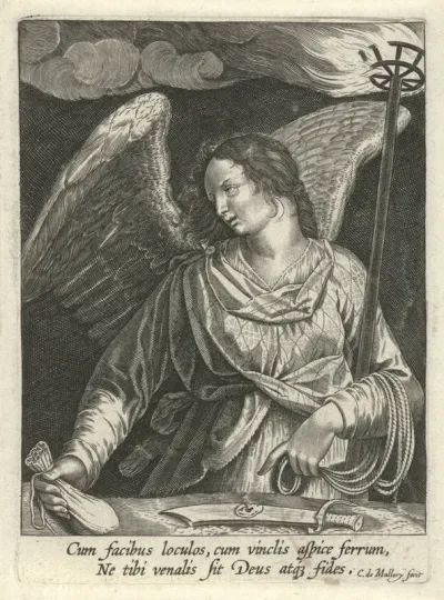 Engel met de beurs van Judas en het zwaard van Petrus