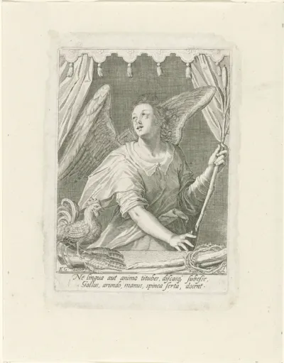 Engel met de rietstengel, de haan en de doornenkroon