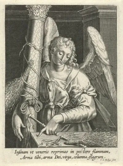 Engel met geselpaal en gesels