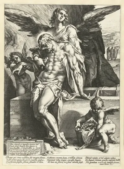 Engelen dragen het lichaam van Christus