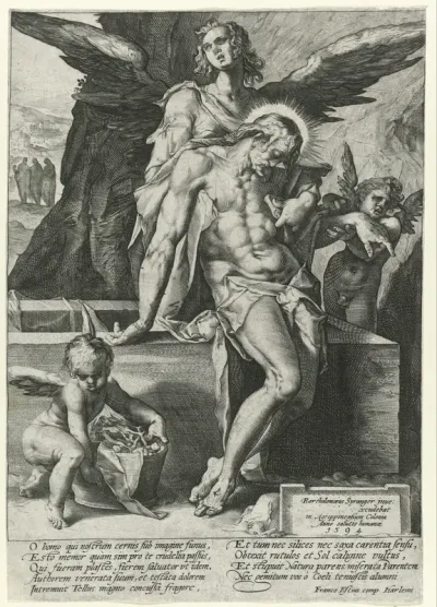 Engelen ondersteunen het lichaam van Christus