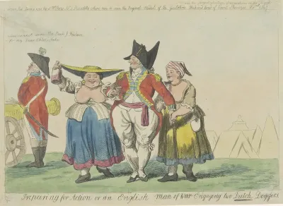 Engelse commandant met twee Hollandse lichtekooien, 1793