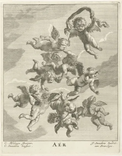 Engeltjes buitelen door de lucht