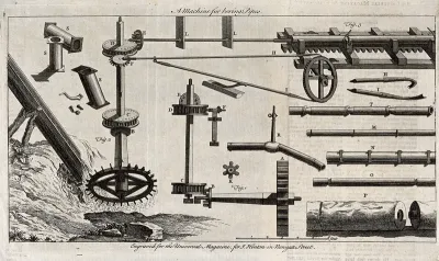 Engineering: a pipe-boring machine and details