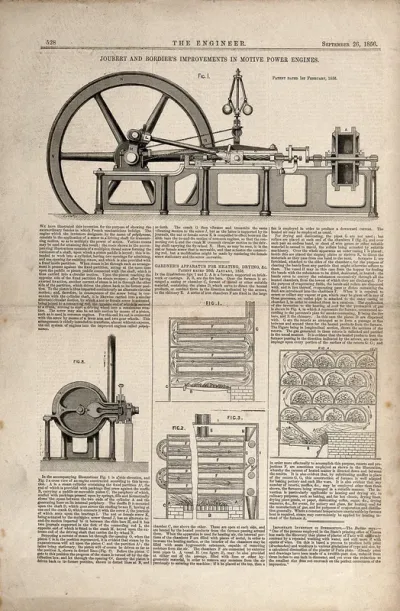 Engineering: a steam engine, and drying chambers