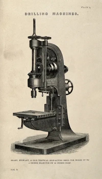 Engineering: three-quarter view of a large stand drill