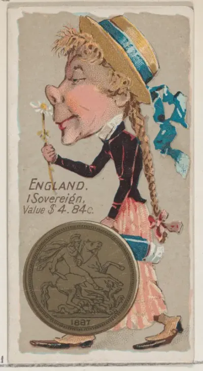 England, 1 Sovereign, from the series Coins of All Nations (N72, variation 2) for Duke brand cigarettes