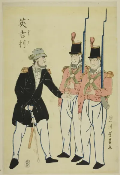 English officer and soldiers