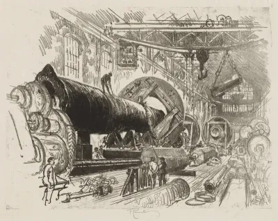 English War Work:  Cutting and Turning a Big Gun
