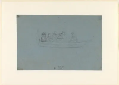 Enkele mannen en vrouwen in een bootje