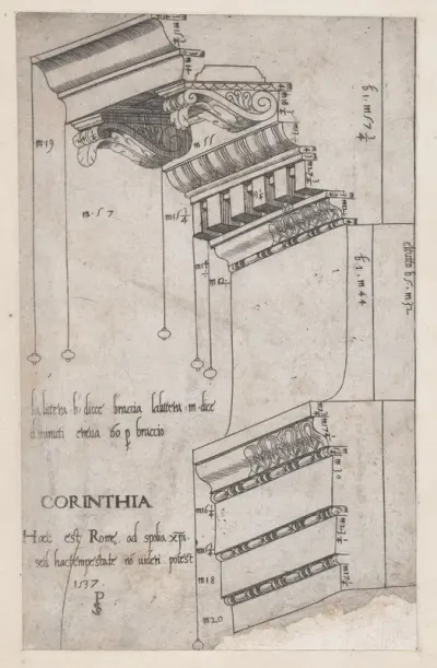 Entablature from the Forum of Trajan, Rome, from "Speculum Romanae Magnificentiae"