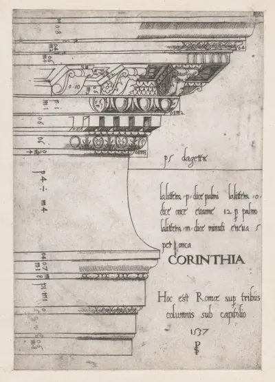 Entablature from the Temple of Castor and Pollux, Rome, from "Speculum Romanae Magnificentiae"