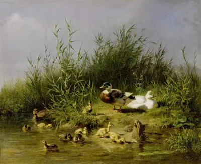 Entenfamilie am Teich.